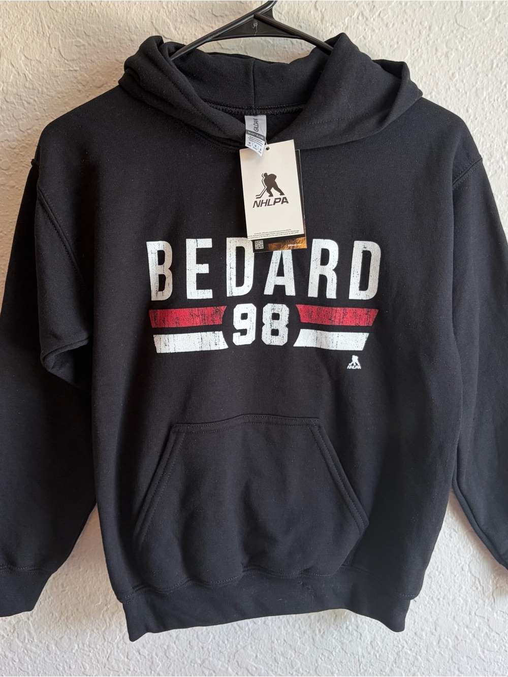 500 Level Connor Bedard Chicago Blackhawks Youth Hoodie Black Medium NHL NWT